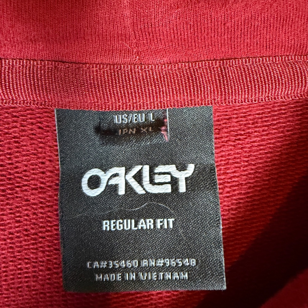 Oakley Mens Regular Fit Logo Hoodie Sweatshirt Red Large CA35460 RN96548 - Picture 2 of 4